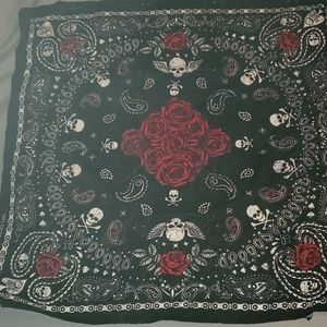 Skulls and roses handkerchief